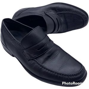 Bally Mens 8E 9D Palmito Slip On Loafers Black Leather Moc Toe